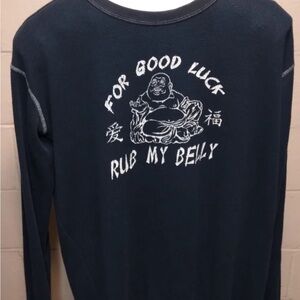 Arizona Jean Company Navy Long Sleeve Tee with White Buddha Graphic